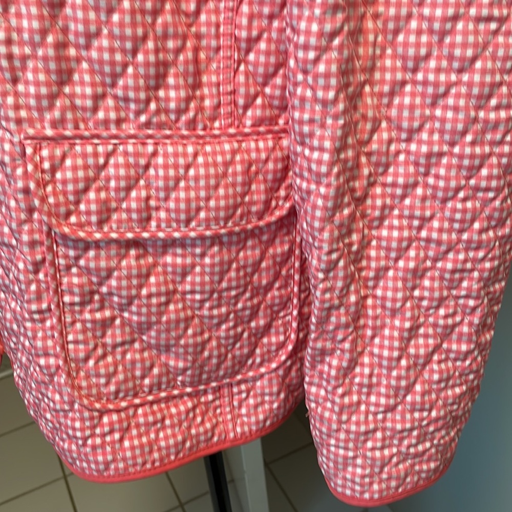 BLASSPORT  Reversible Quilted Jacket Solid Peach & Peach/White Gingham Print - Picture 6 of 10
